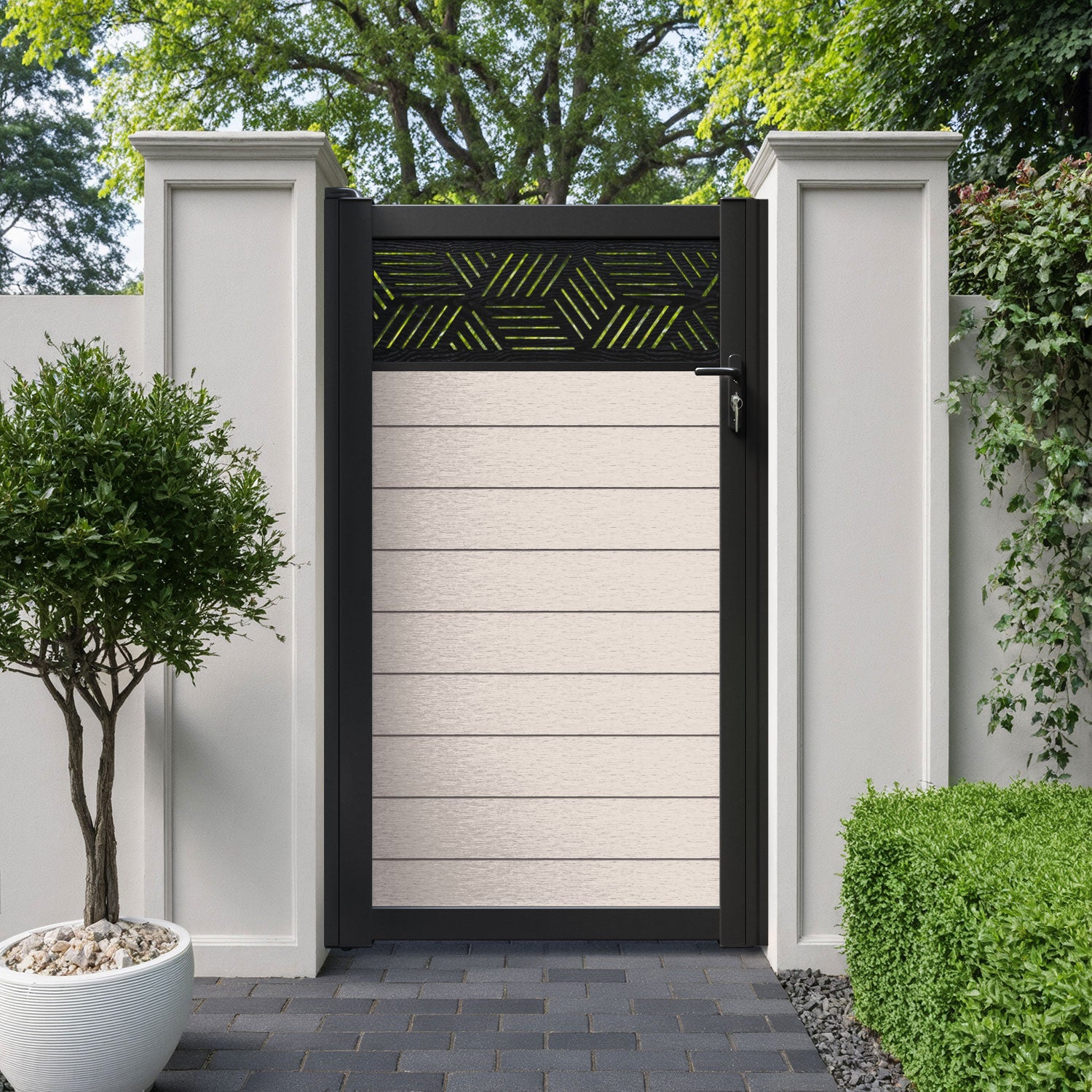 Fusion Cubed Pedestrian Gate - Mid Stone