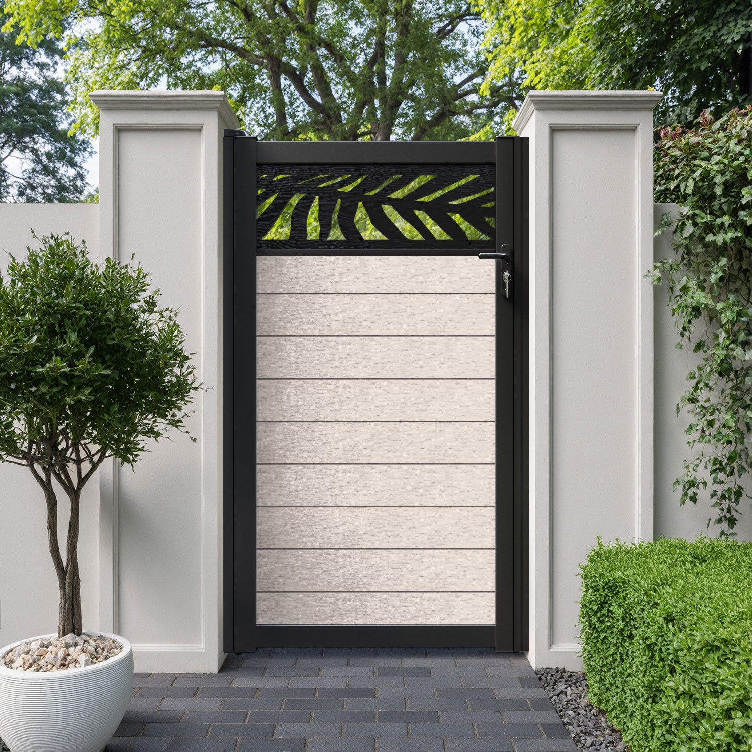 Fusion Palm Pedestrian Gate - Mid Stone