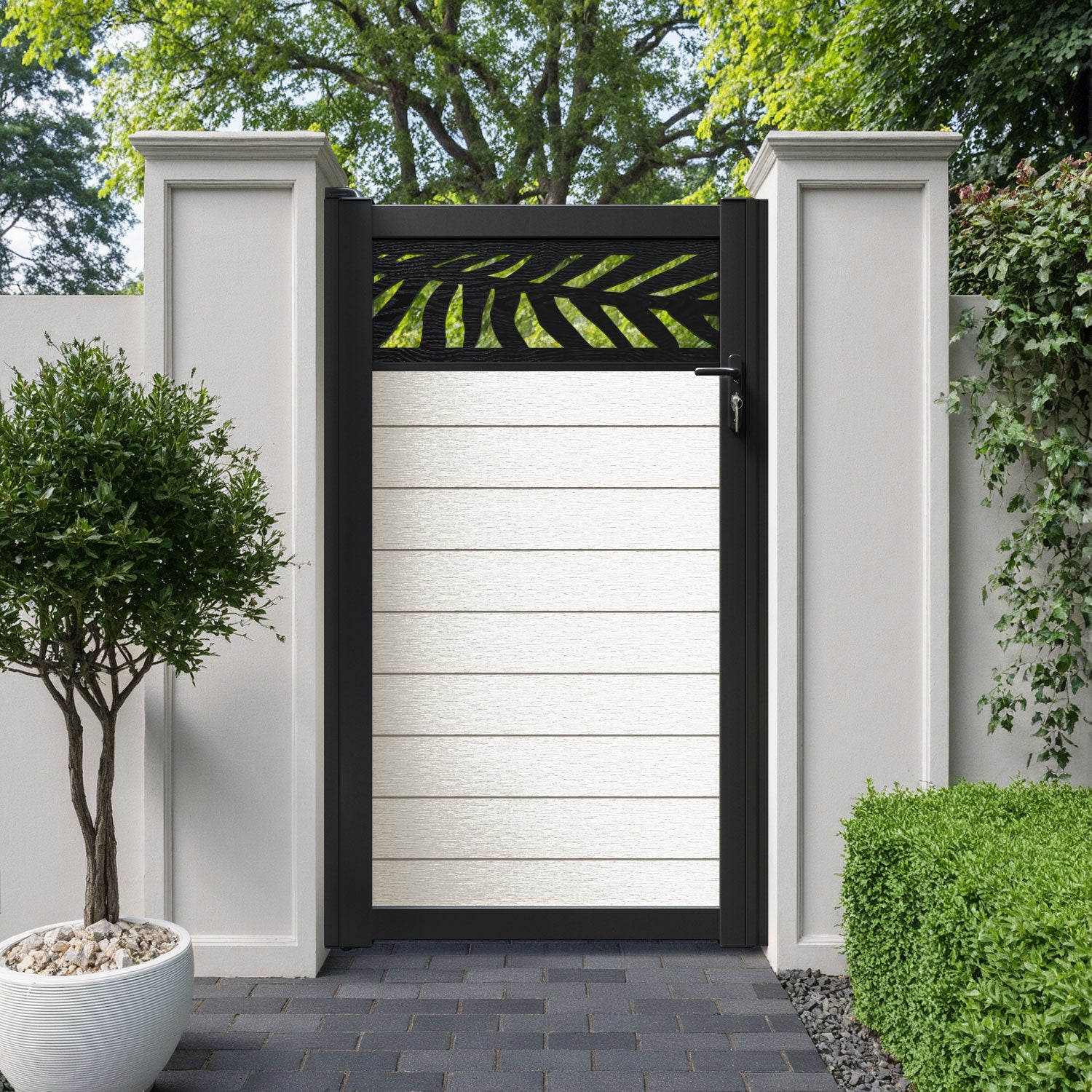Fusion Palm Pedestrian Gate - Light Stone