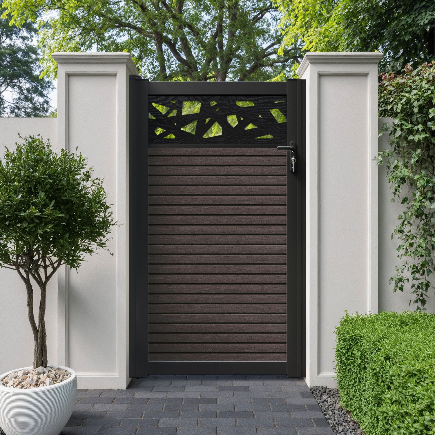 Hudson Prism Pedestrian Gate - Mid Brown