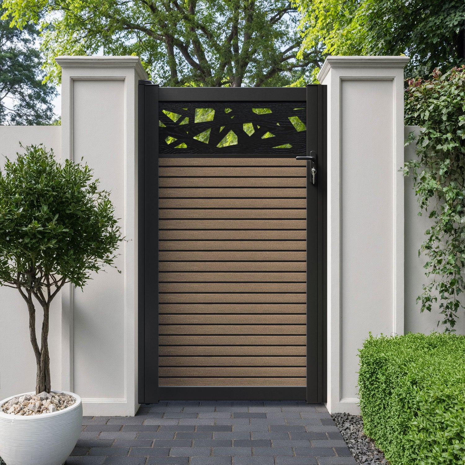 Hudson Prism Pedestrian Gate - Teak