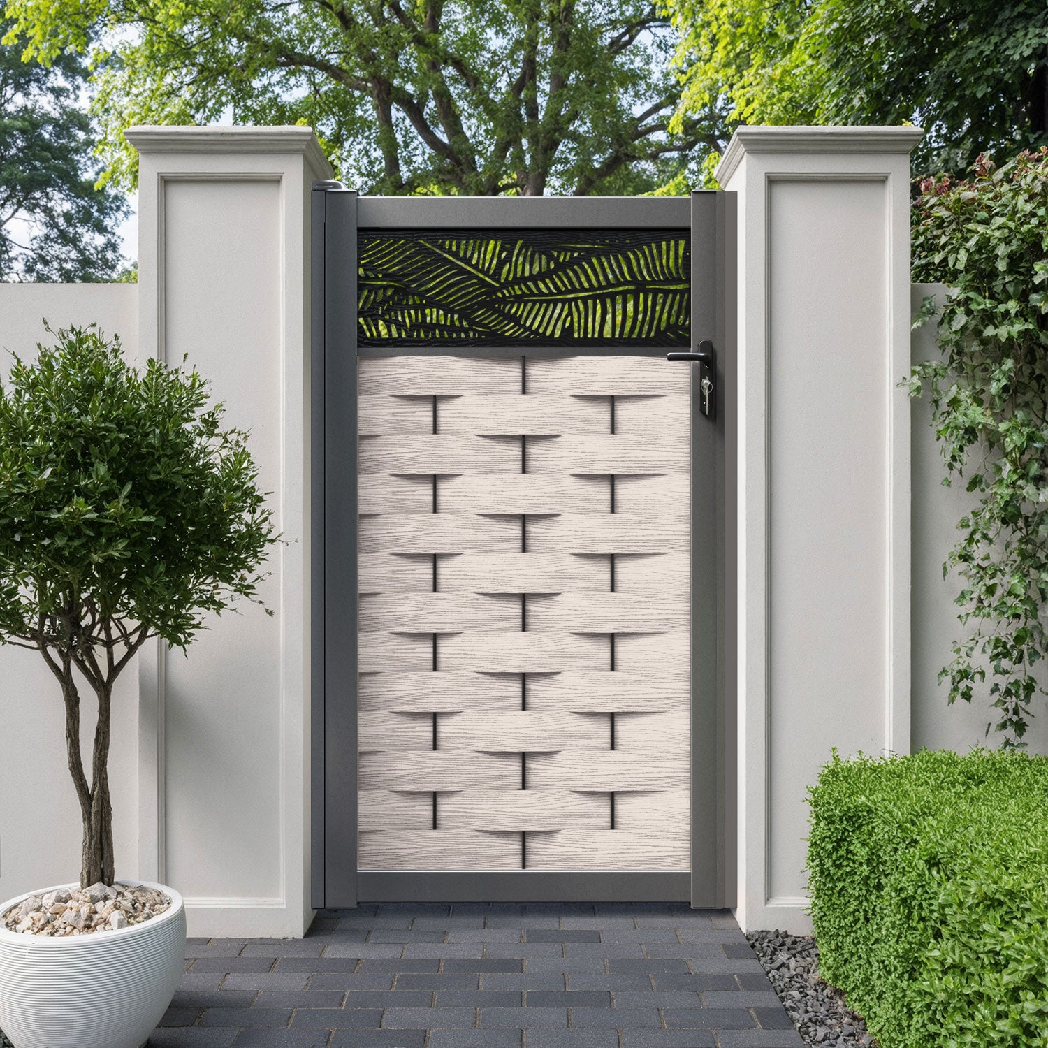 Ripple Feather Pedestrian Gate - Mid Stone