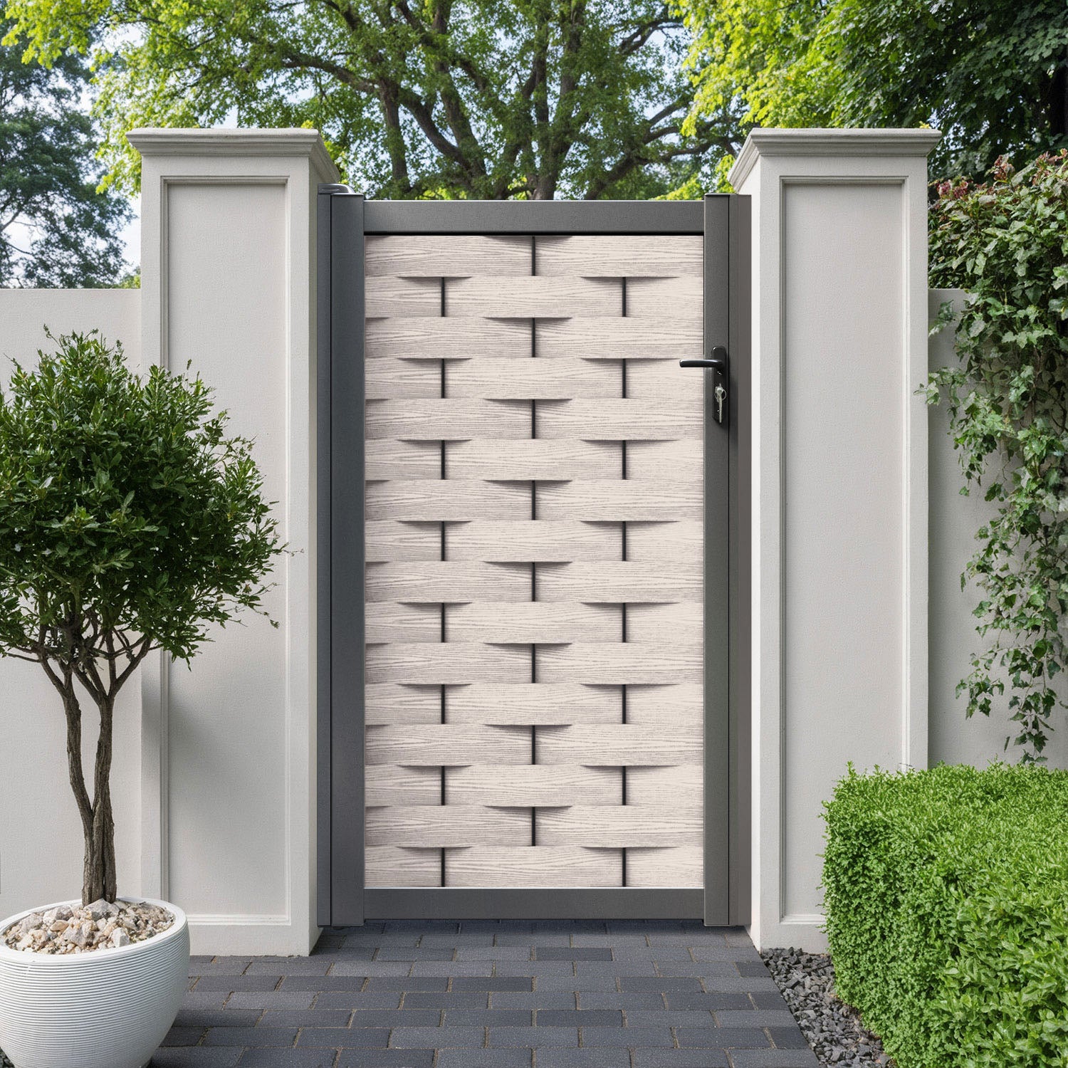 Ripple Pedestrian Gate - Mid Stone