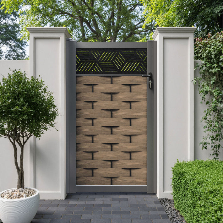 Ripple Cubed Pedestrian Gate - Teak