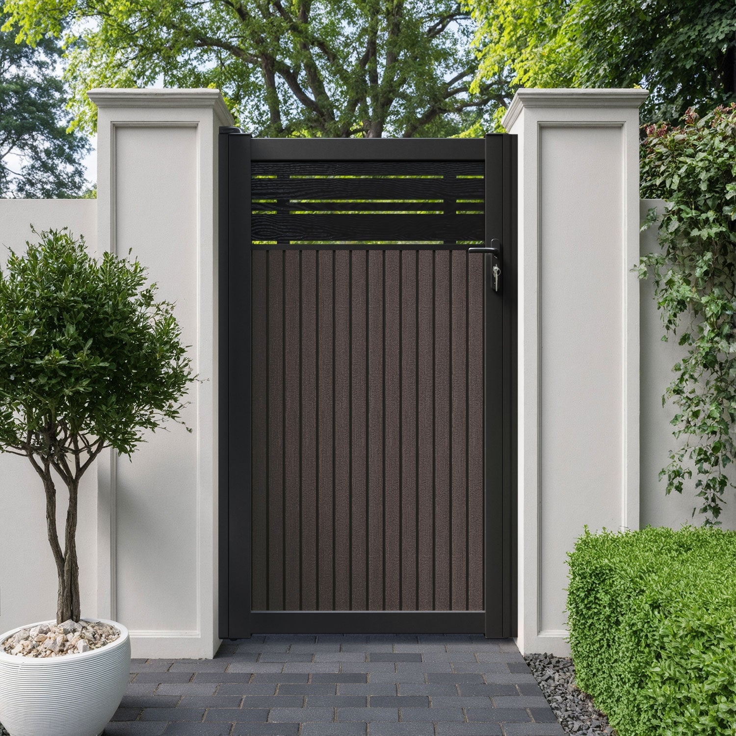 Virtis Linea Pedestrian Gate - Mid Brown