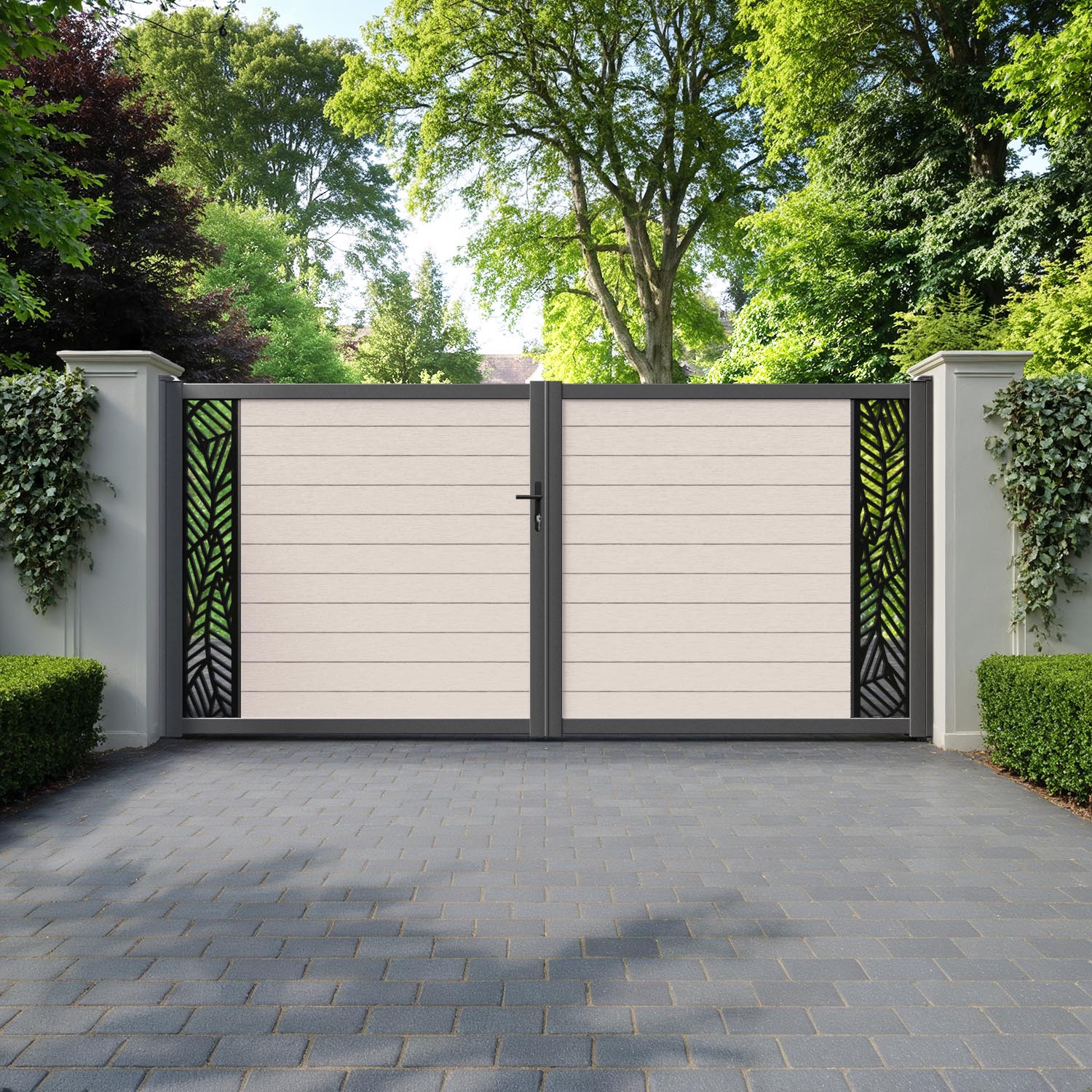 Fusion Habitat Straight Top Driveway Gate - Mid Stone - End Screen