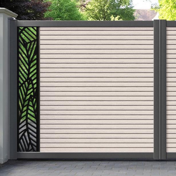 Hudson Habitat Straight Top Driveway Gate - Mid Stone - End Screen