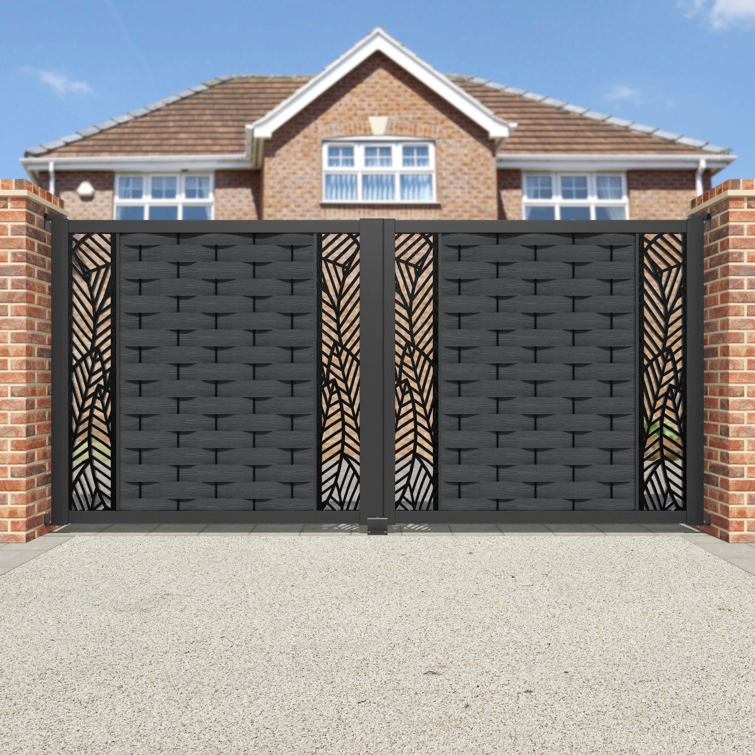 Ripple Habitat Straight Top Driveway Gate - Dark Grey - Middle & End Screen