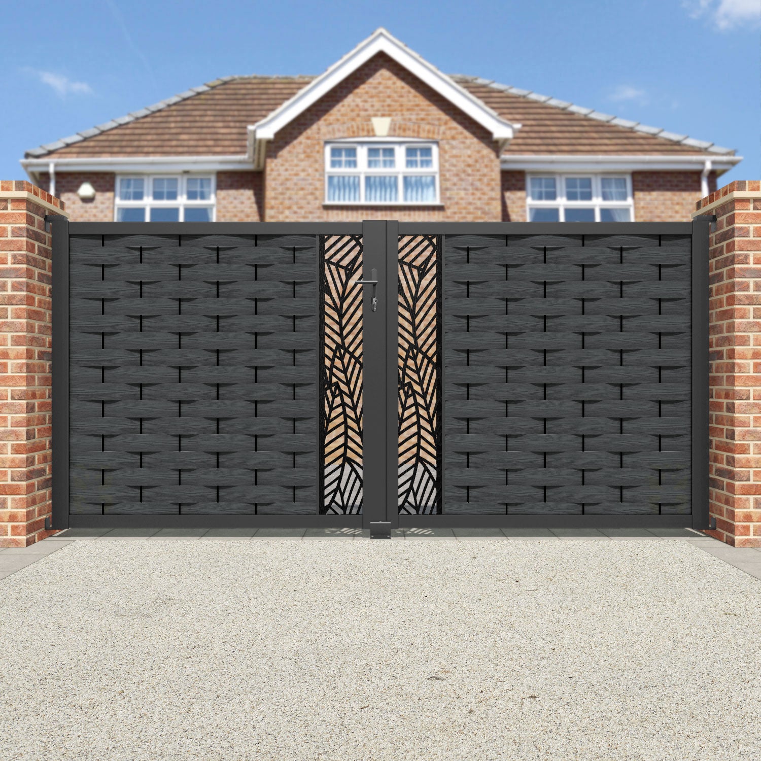 Ripple Habitat Straight Top Driveway Gate - Dark Grey - Middle Screen