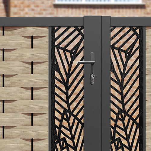 Ripple Habitat Straight Top Driveway Gate - Light Oak- Middle & End Screen