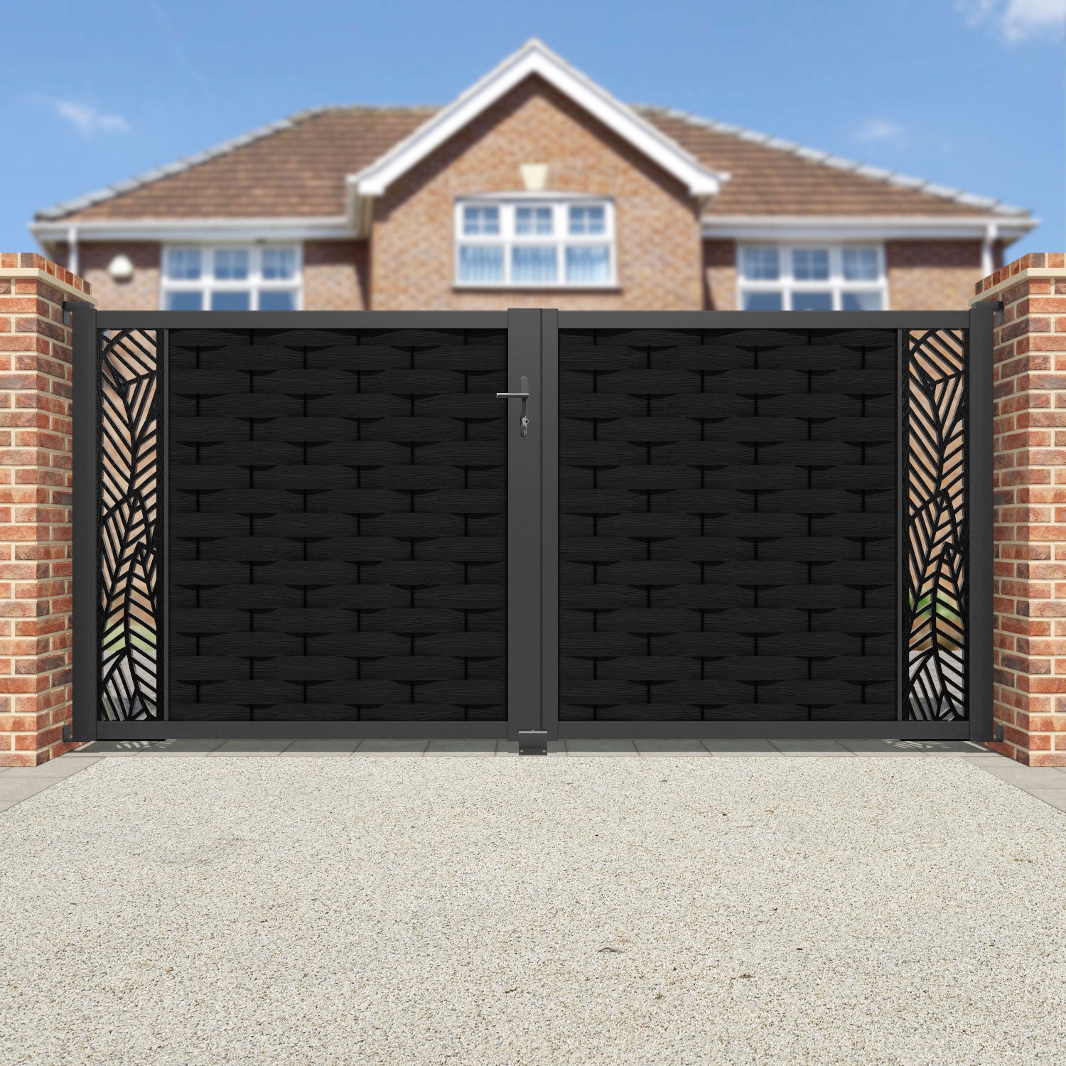 Ripple Habitat Straight Top Driveway Gate - Black - End Screen