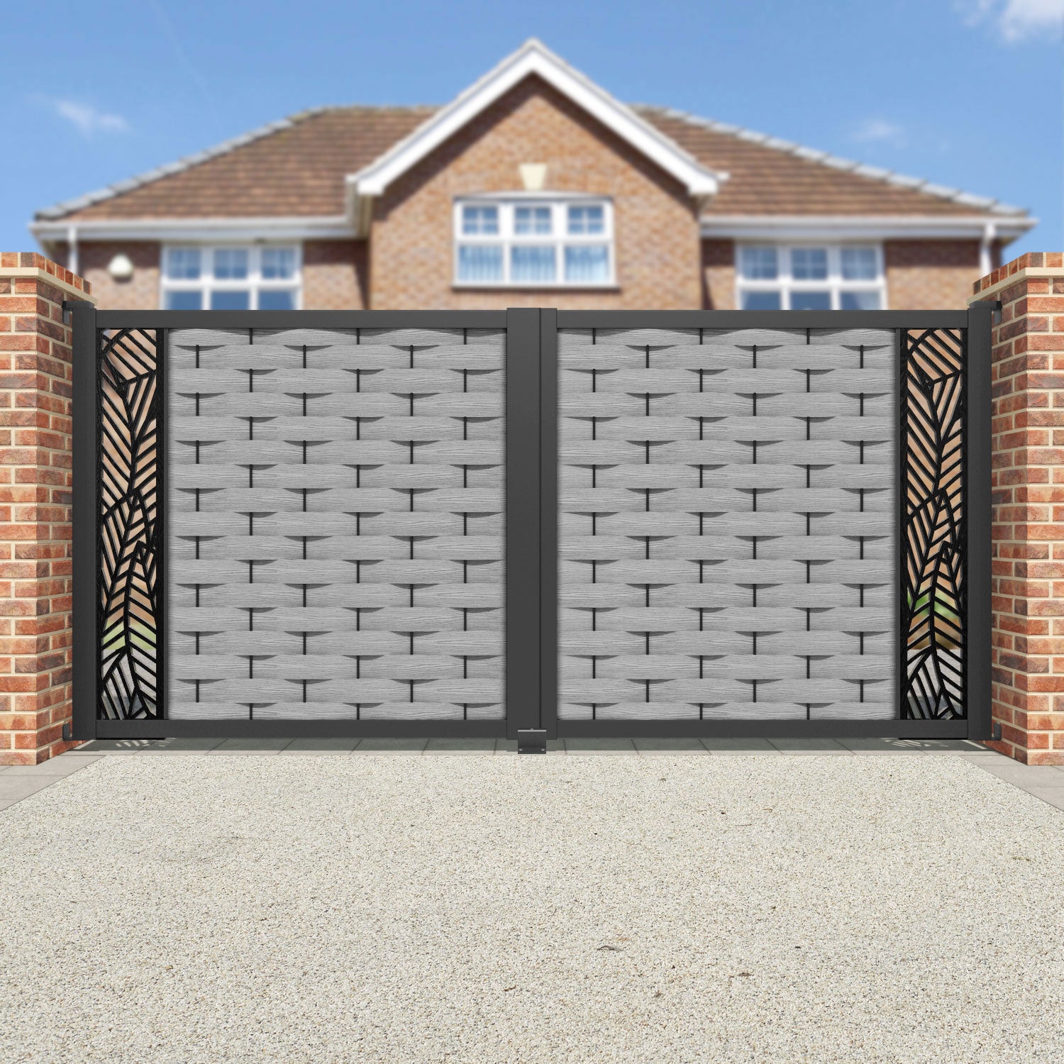 Ripple Habitat Straight Top Driveway Gate - Light Grey - End Screen