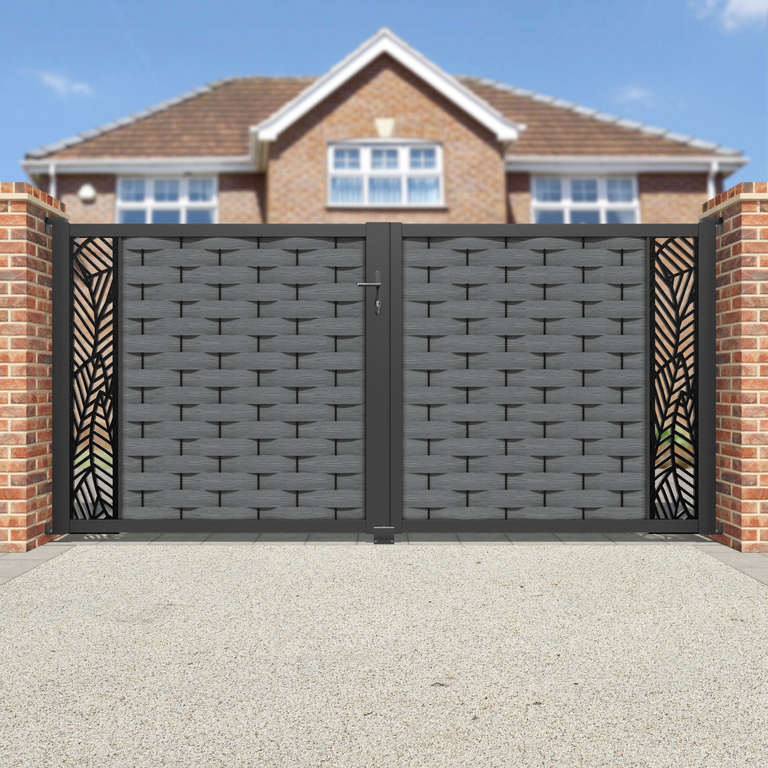 Ripple Habitat Straight Top Driveway Gate - Mid Grey - End Screen