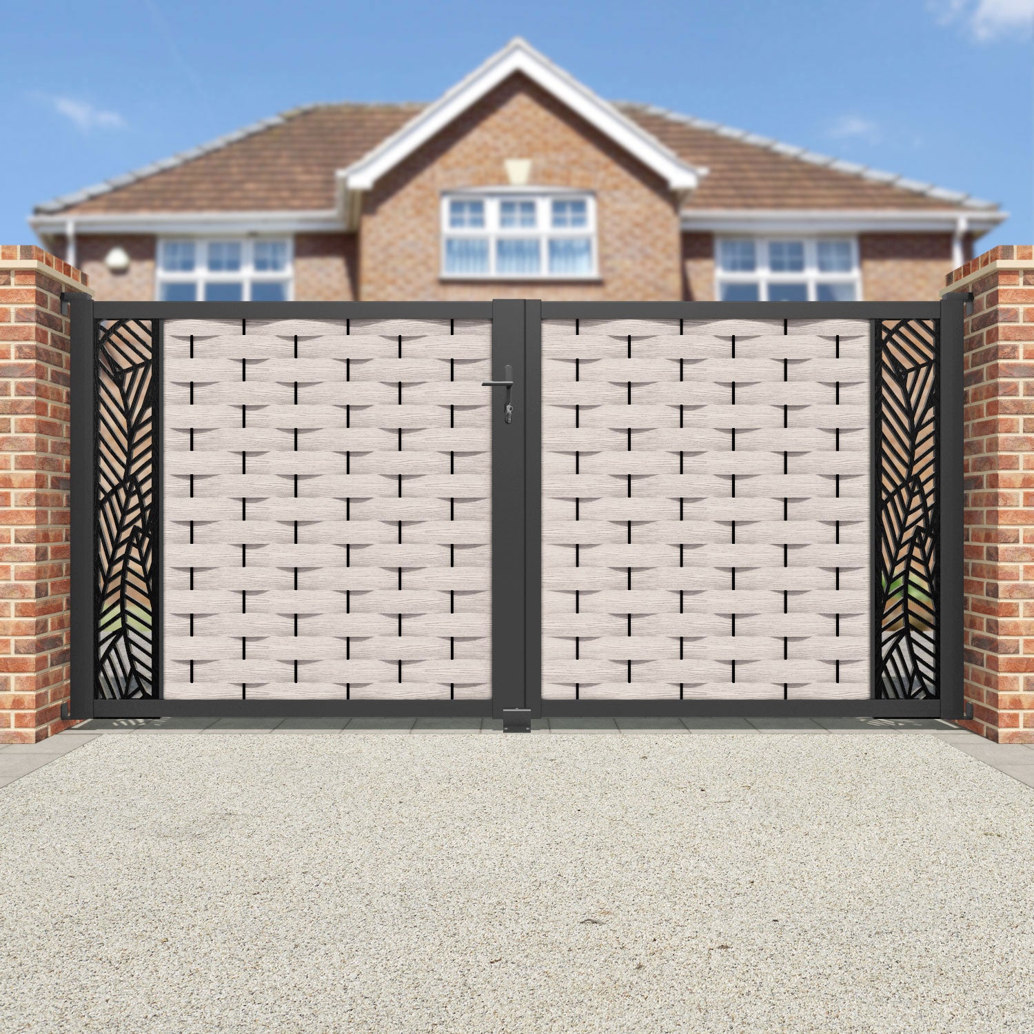 Ripple Habitat Straight Top Driveway Gate - Mid Stone - End Screen