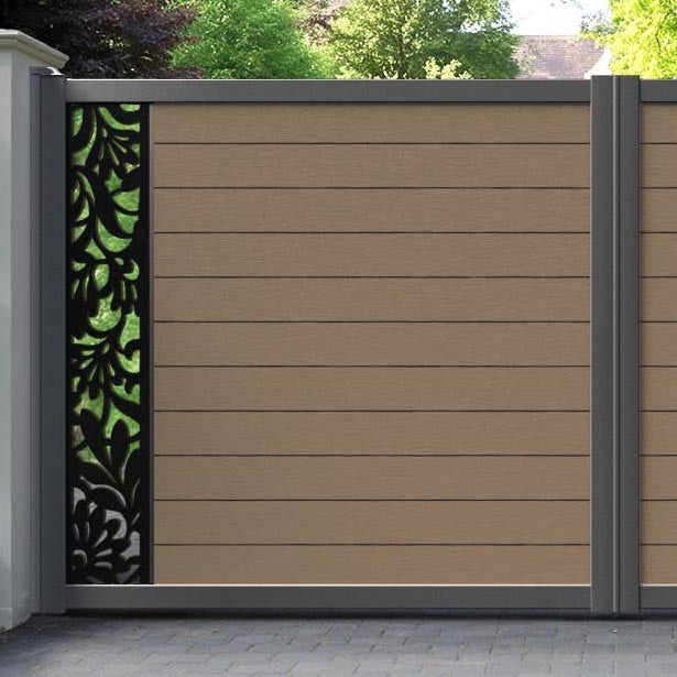 Fusion Heritage Straight Top Driveway Gate - Teak - End Screen