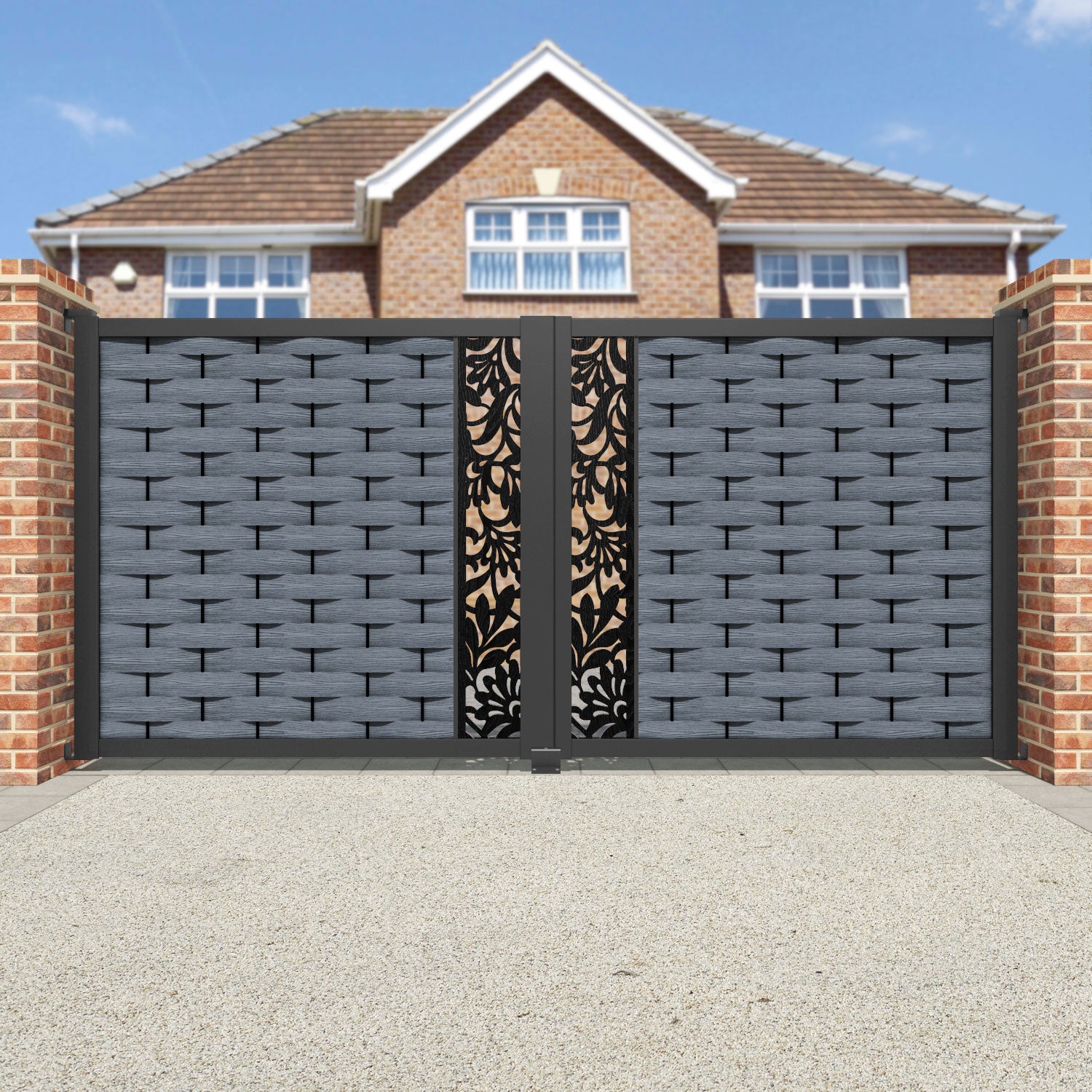 Ripple Heritage Straight Top Driveway Gate - Anthracite - Middle Screen