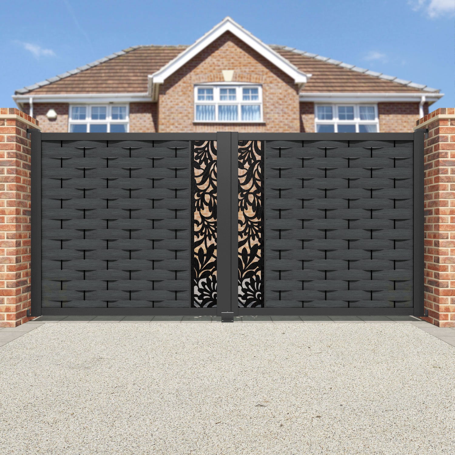 Ripple Heritage Straight Top Driveway Gate - Dark Grey - Middle Screen