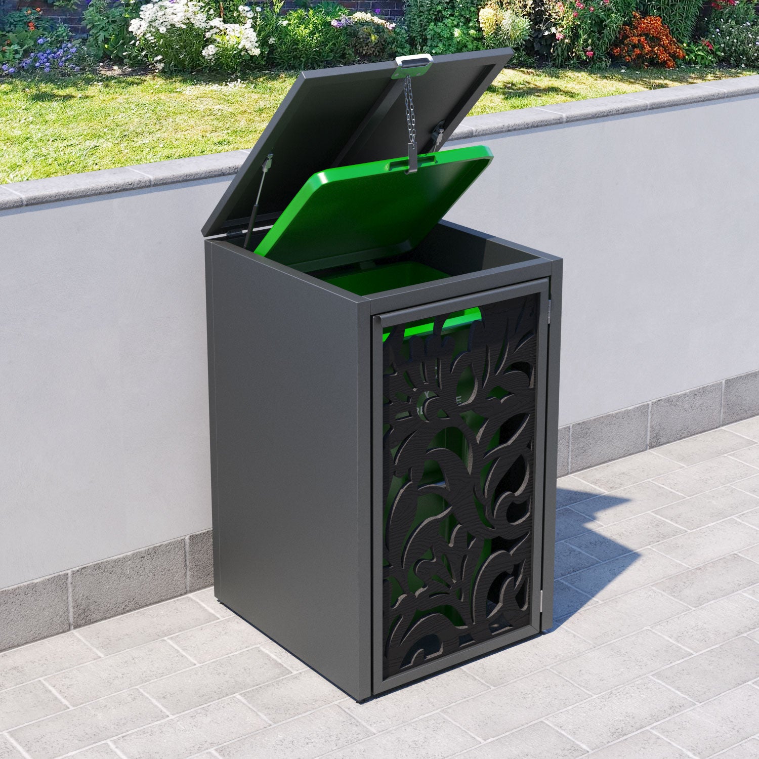 Grey 1 Bin Store with Heritage Door Screen