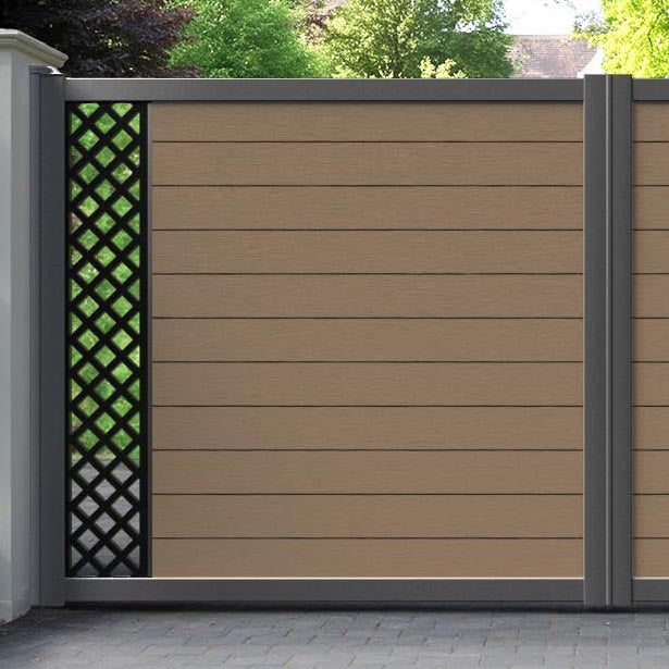 Fusion Hive Straight Top Driveway Gate - Teak - End Screen