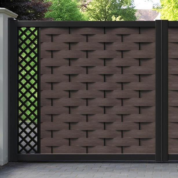 Ripple Hive Straight Top Driveway Gate - Mid Brown - End Screen