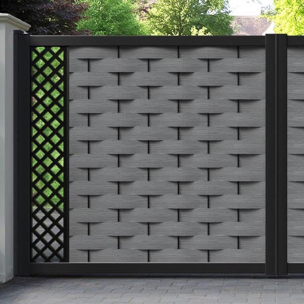 Ripple Hive Straight Top Driveway Gate - Mid Grey - End Screen