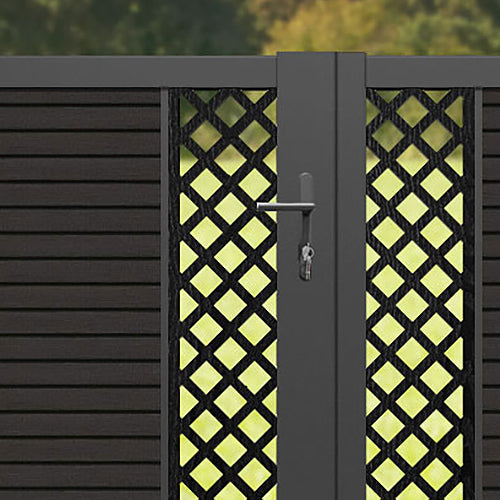 Hudson Hive Straight Top Driveway Gate - Dark Oak - Middle Screen