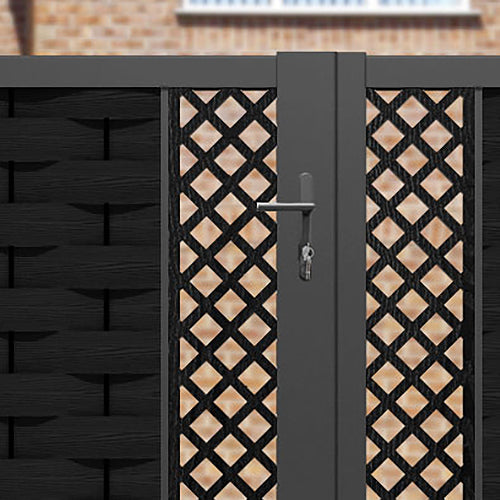 Ripple Hive Straight Top Driveway Gate - Black - Middle & End Screen