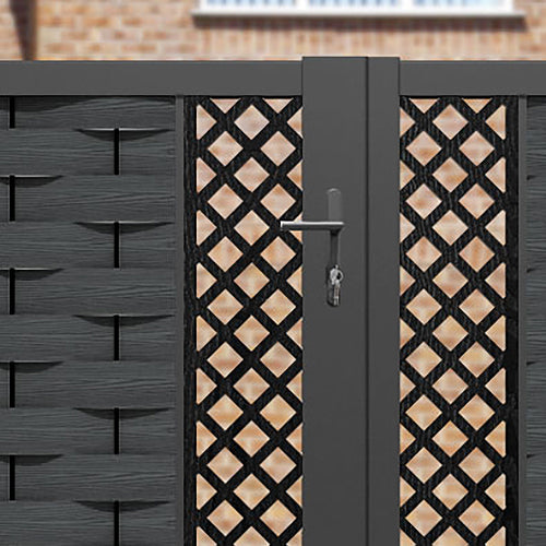 Ripple Hive Straight Top Driveway Gate - Dark Grey - Middle & End Screen