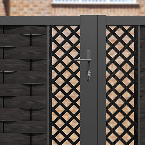 Ripple Hive Straight Top Driveway Gate - Dark Oak - Middle Screen