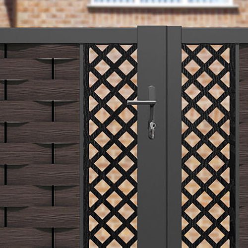 Ripple Hive Straight Top Driveway Gate - Mid Brown - Middle & End Screen
