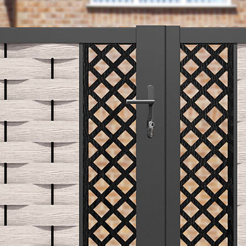 Ripple Hive Straight Top Driveway Gate - Mid Stone - Middle Screen