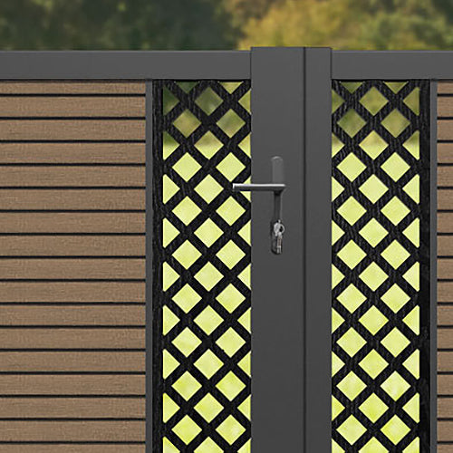 Hudson Hive Straight Top Driveway Gate - Teak - Middle & End Screen