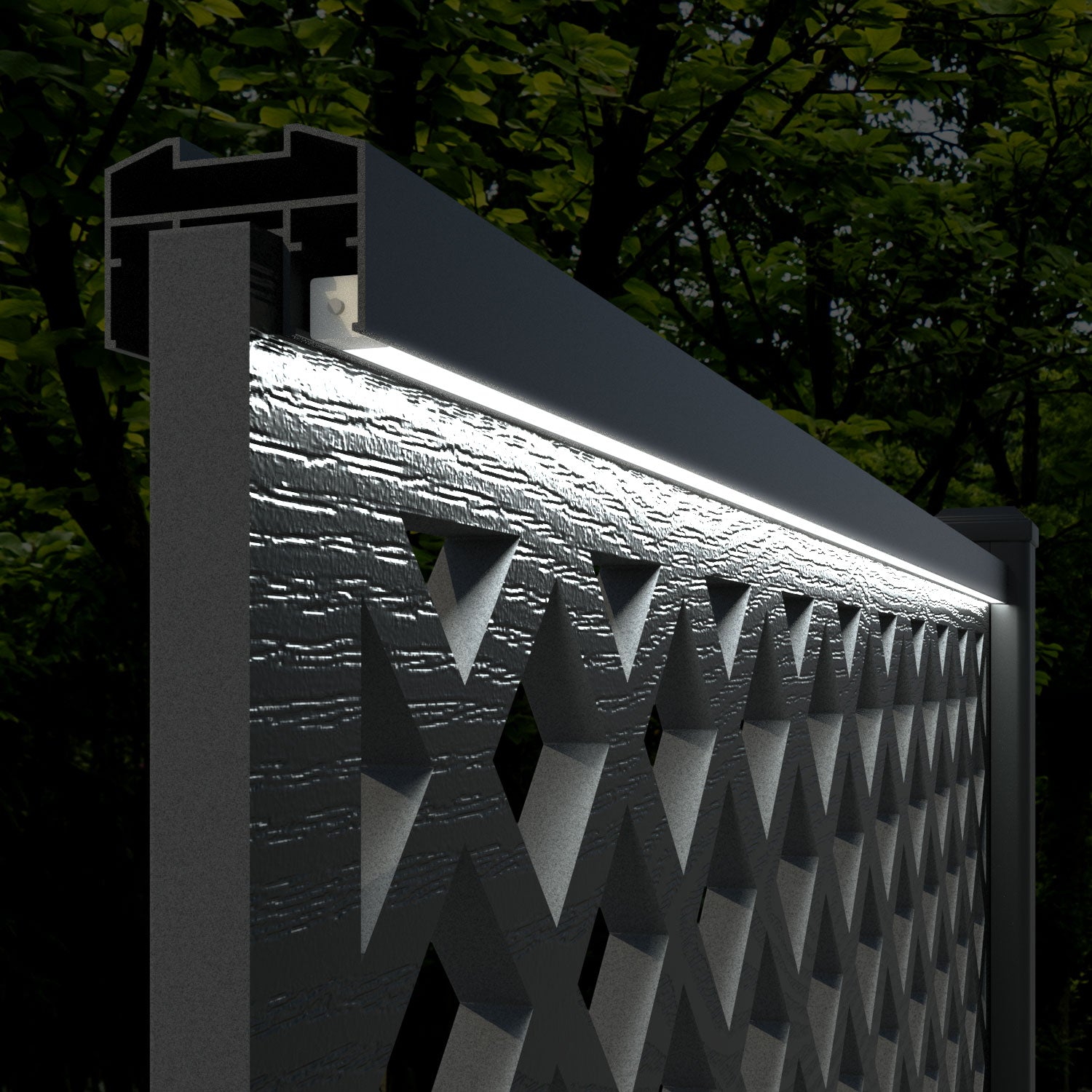 Hudson Hive Fence Panel - Light Oak - with our aluminium posts