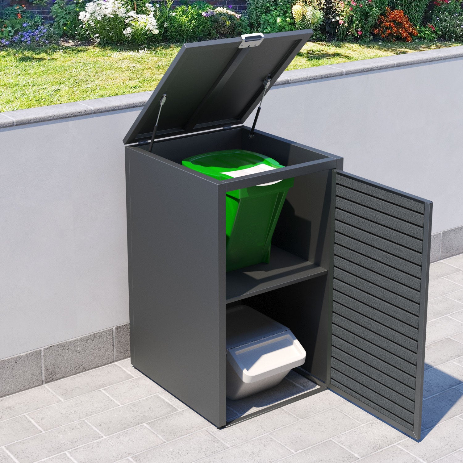 Grey 1 Bin Store with Hudson Door Slat