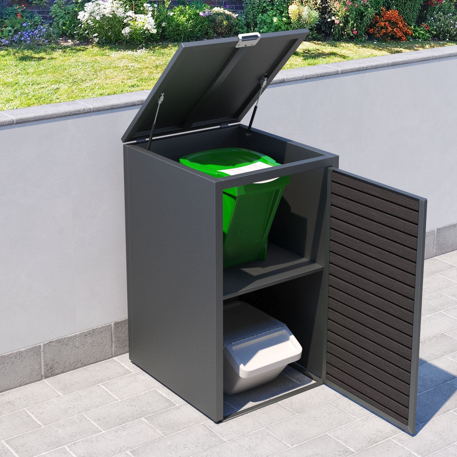 Grey 1 Bin Store with Hudson Door Slat