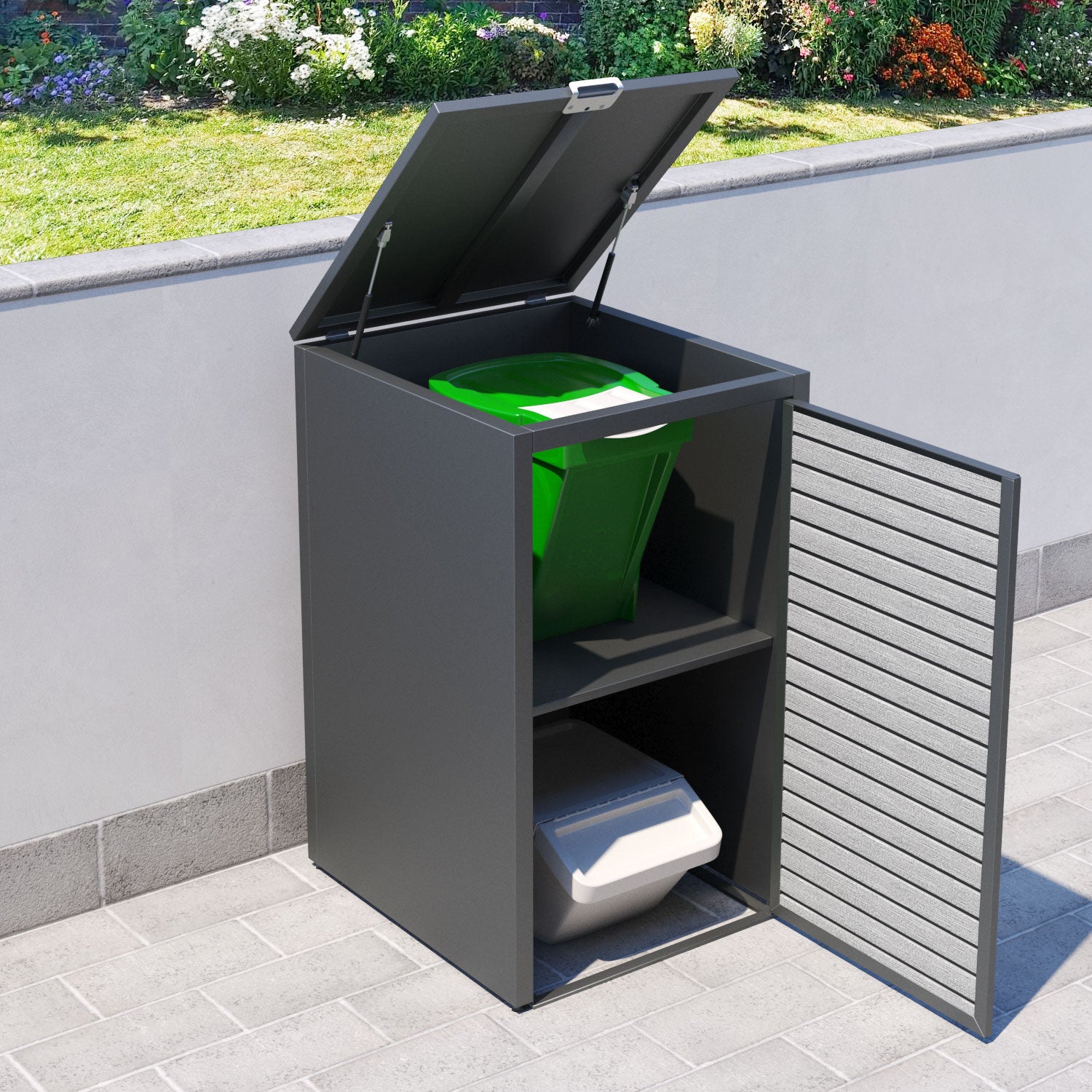 Grey 1 Bin Store with Hudson Door Slat