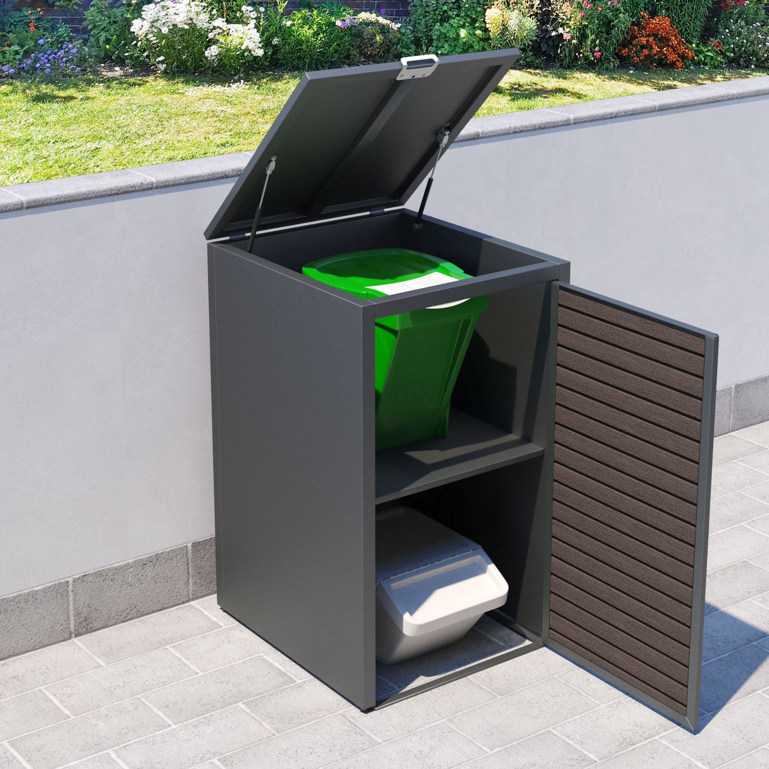 Grey 1 Bin Store with Hudson Door Slat