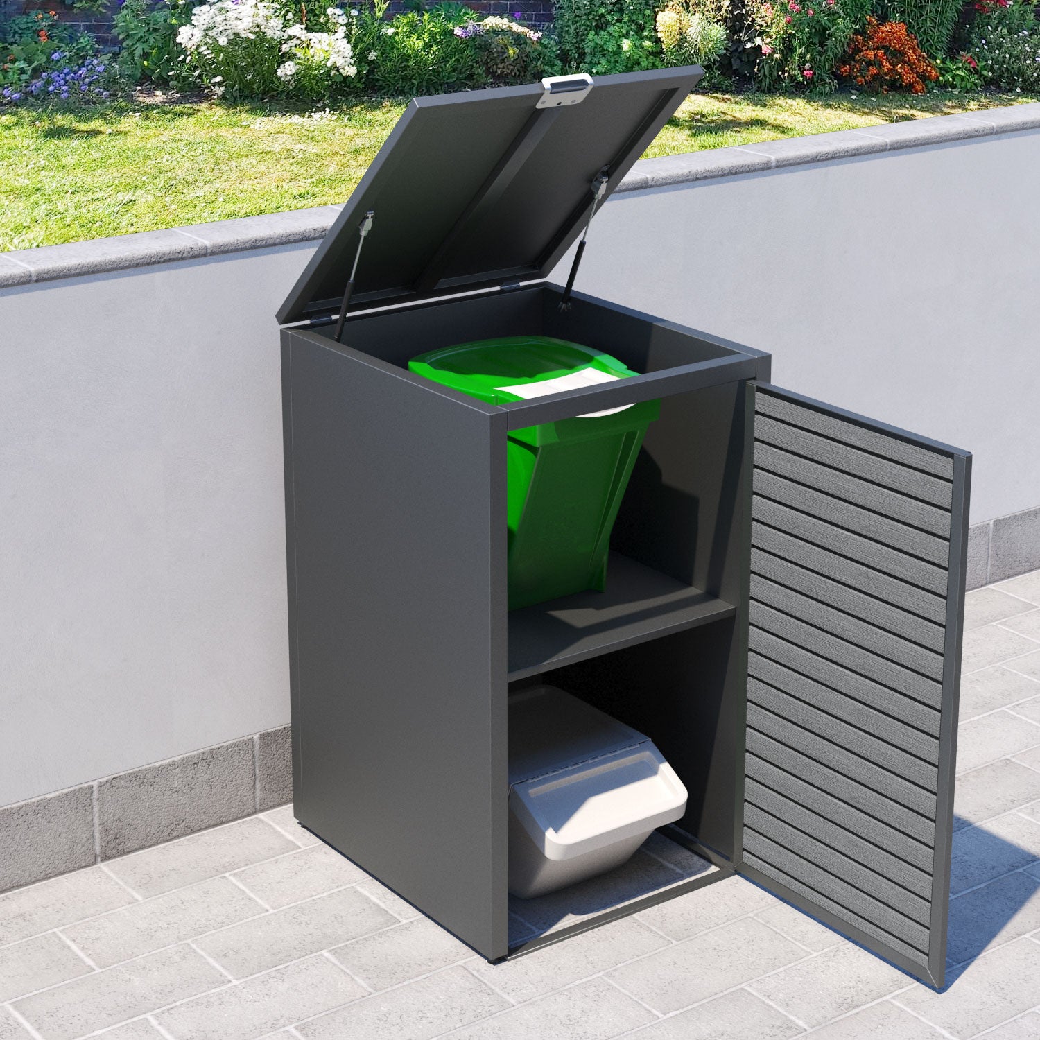 Grey 1 Bin Store with Hudson Door Slat