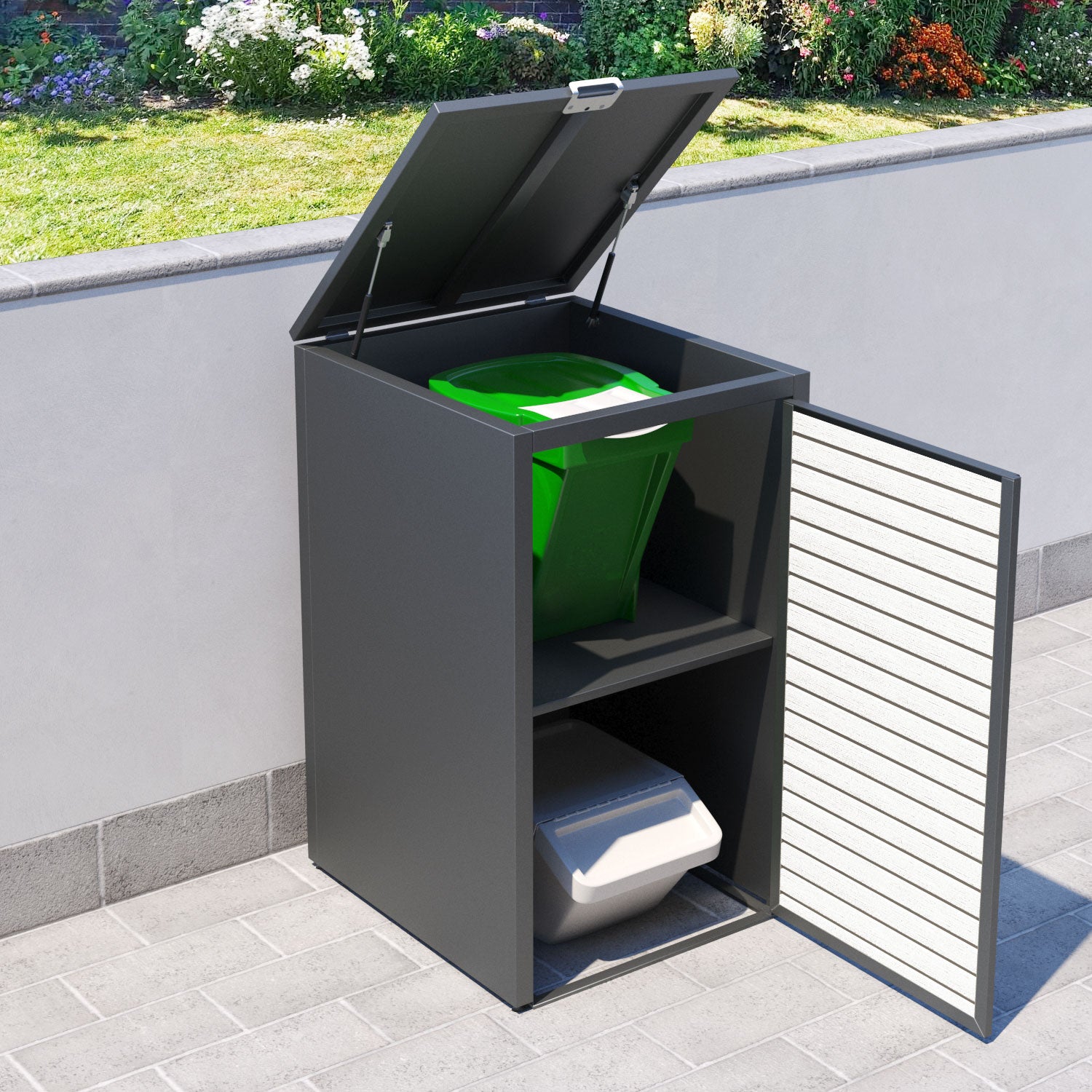 Grey 1 Bin Store with Hudson Door Slat