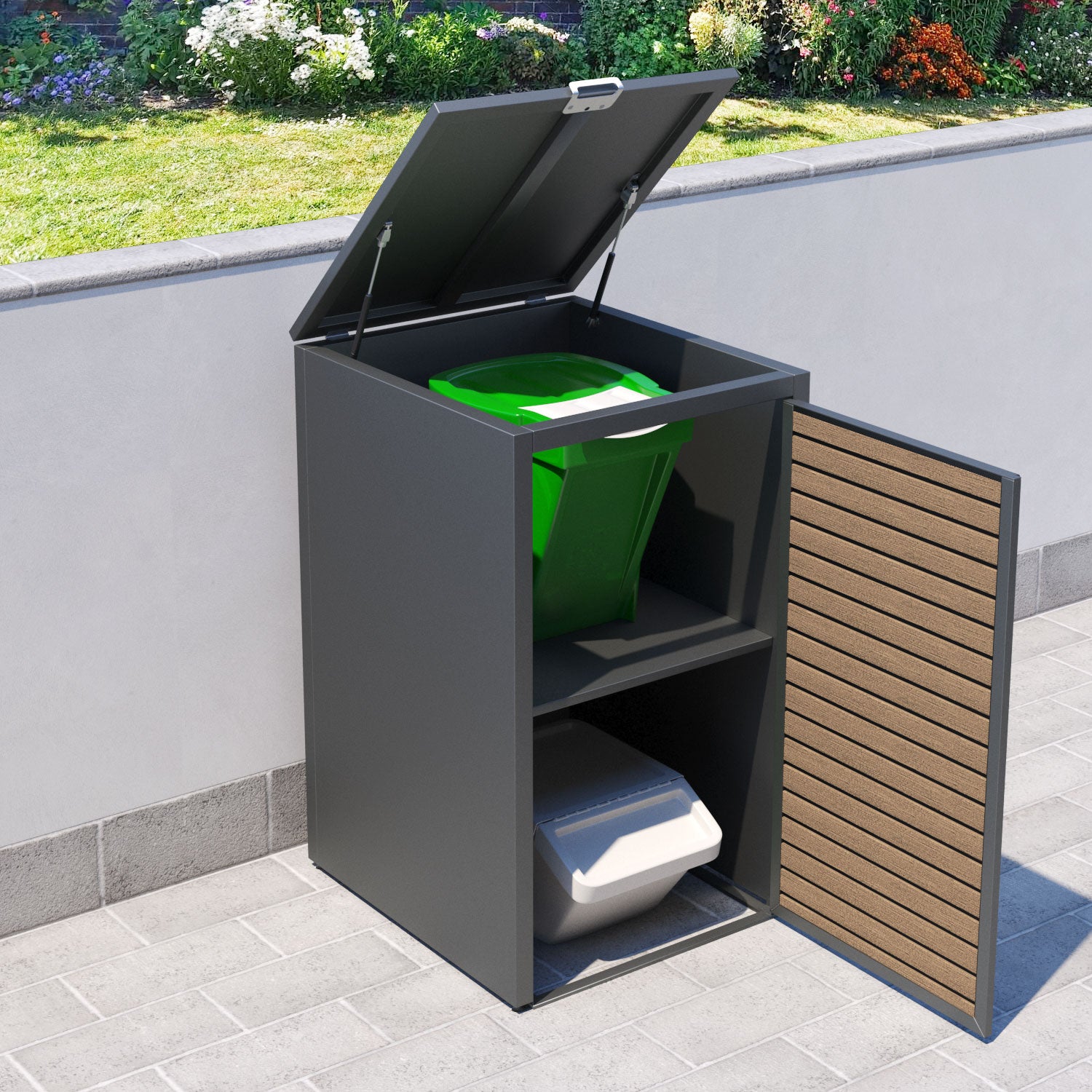 Grey 1 Bin Store with Hudson Door Slat