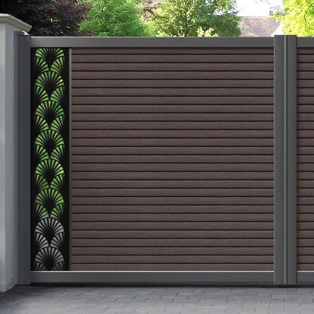 Hudson Laurel Straight Top Driveway Gate - Mid Brown - End Screen