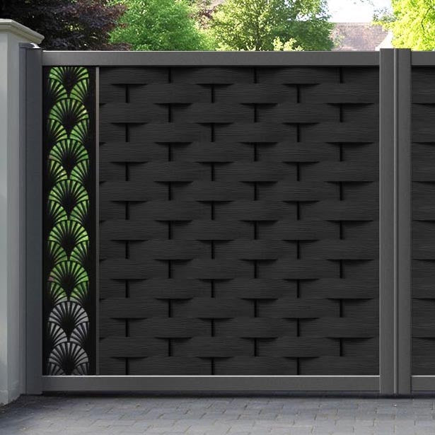 Ripple Laurel Straight Top Driveway Gate - Black - End Screen