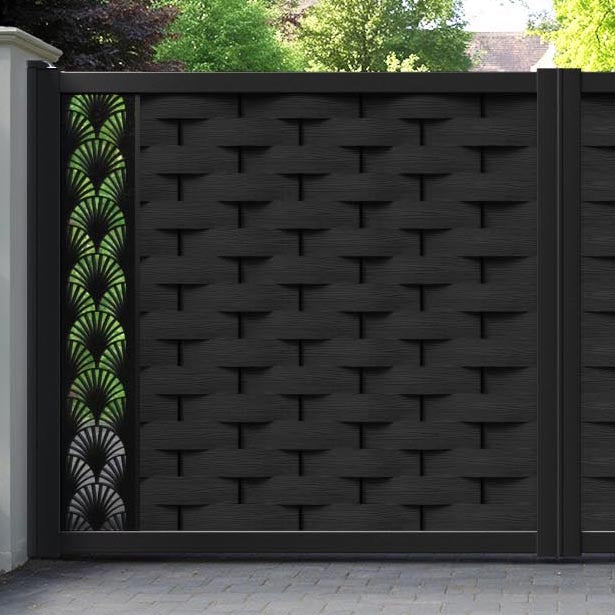 Ripple Laurel Straight Top Driveway Gate - Black - End Screen