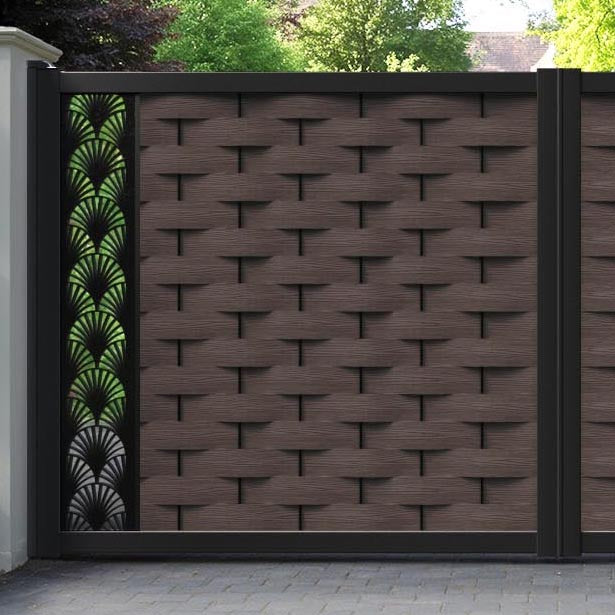 Ripple Laurel Straight Top Driveway Gate - Mid Brown - End Screen