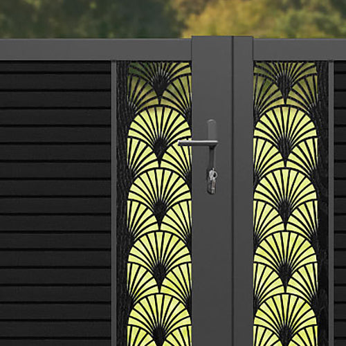 Hudson Laurel Straight Top Driveway Gate - Black - Middle & End Screen