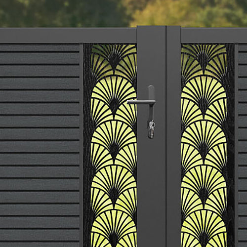 Hudson Laurel Straight Top Driveway Gate - Dark Grey - Middle & End Screen