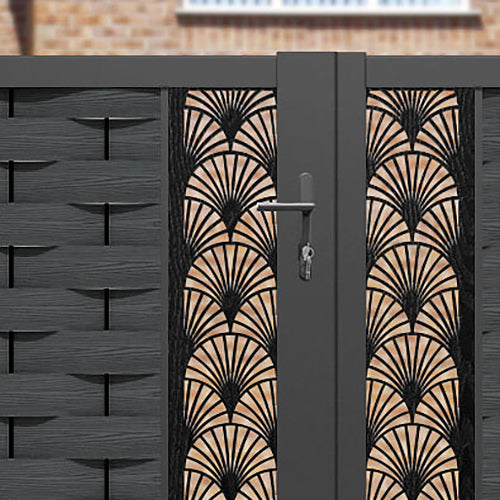 Ripple Laurel Straight Top Driveway Gate - Dark Grey - Middle & End Screen