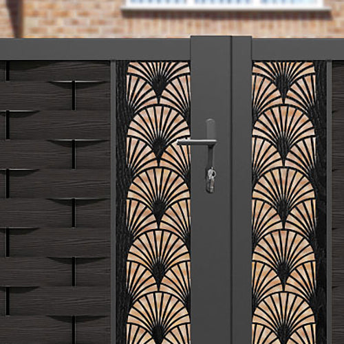 Ripple Laurel Straight Top Driveway Gate - Dark Oak - Middle Screen