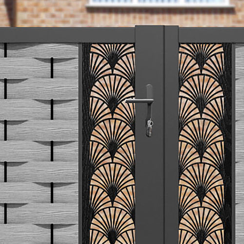 Ripple Laurel Straight Top Driveway Gate - Light Grey - Middle Screen