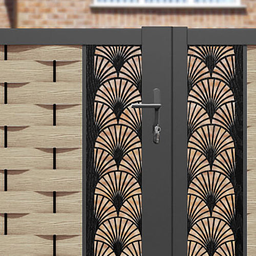 Ripple Laurel Straight Top Driveway Gate - Light Oak - Middle Screen